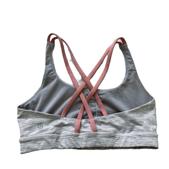 Lululemon Energy Bra Space Nimbus Grey/Pink Straps Women's Size 8 - Picture 2 of 7